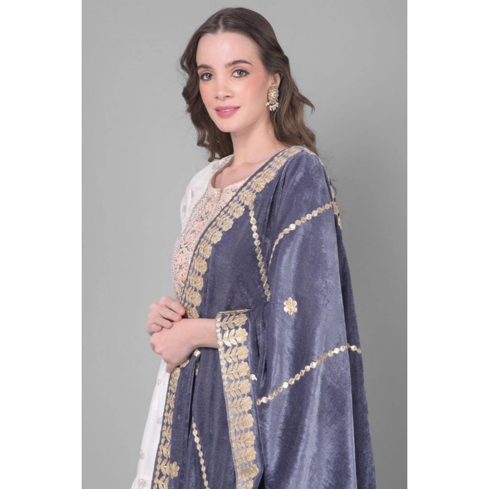 Vaystra Velvet Gotta Patti Dupatta – Grey