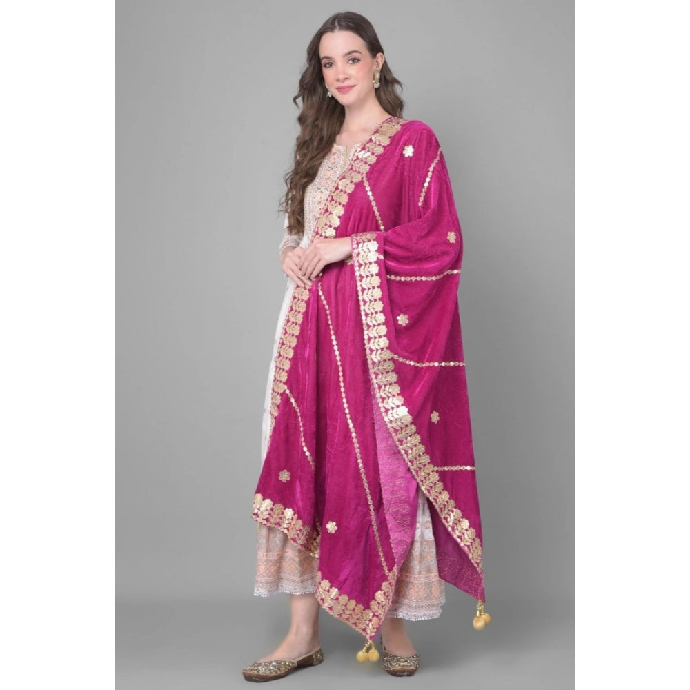 Vaystra Velvet Gotta Patti Dupatta – Purple
