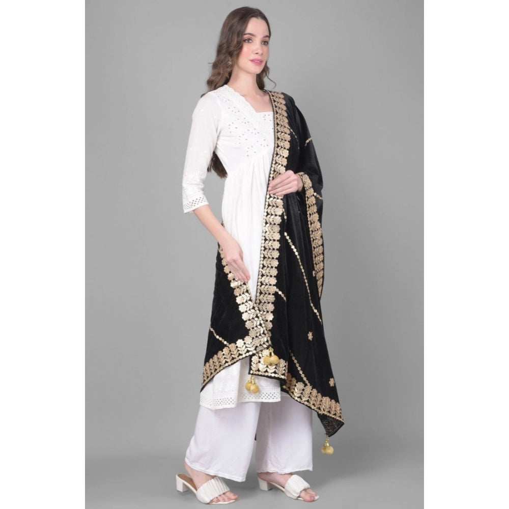 Vaystra Velvet Gotta Patti Dupatta – Black
