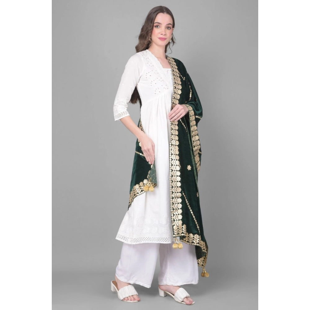 Vaystra Velvet Gotta Patti Dupatta – Green