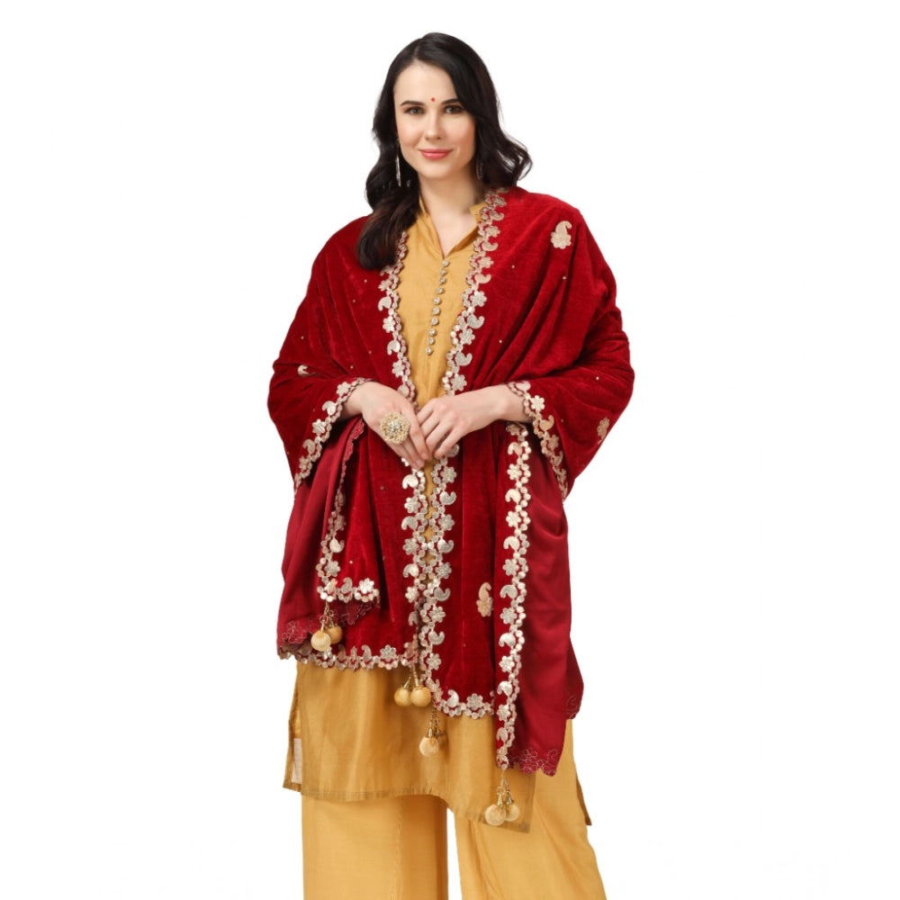 Vaystra Velvet Gotta Patti Dupatta – Maroon