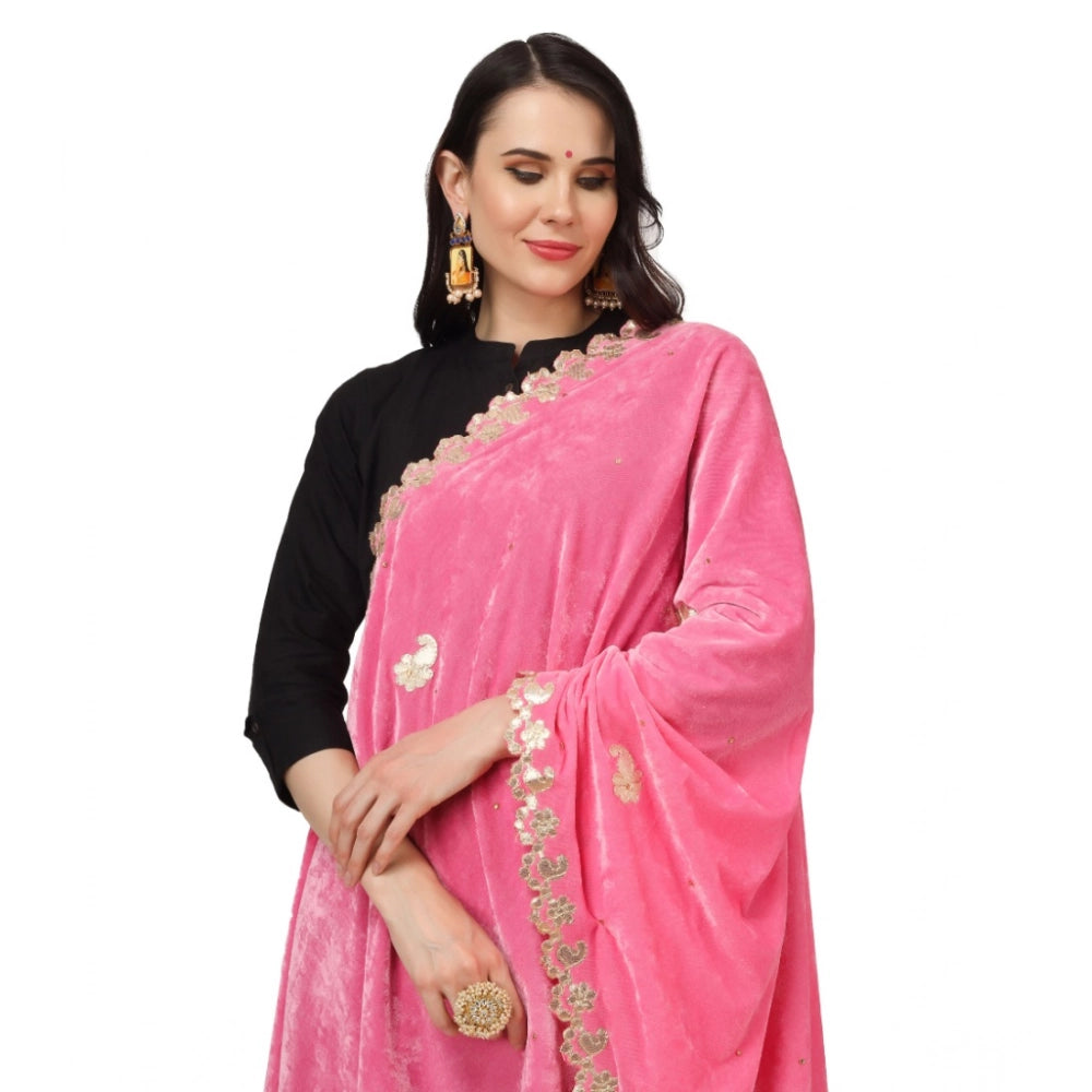 Vaystra Velvet Gotta Patti Dupatta – Pink