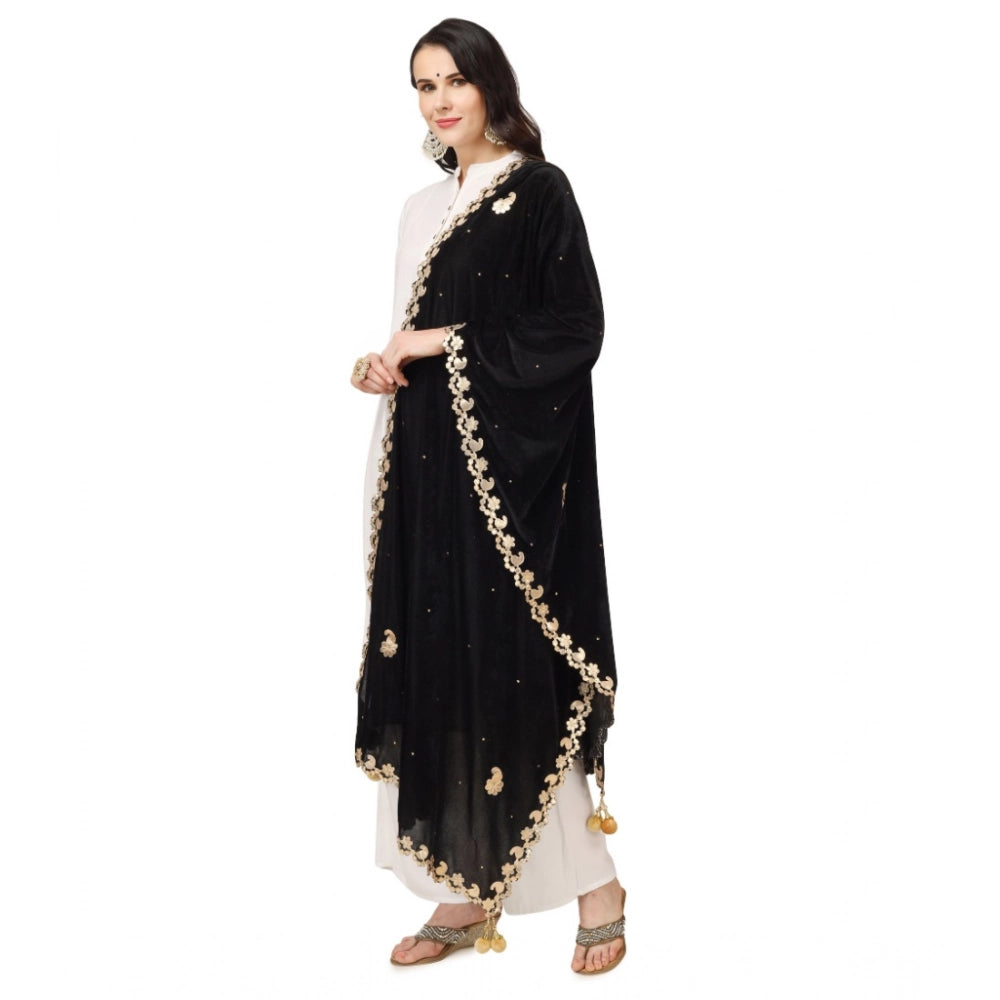 Vaystra Velvet Gotta Patti Dupatta – Black