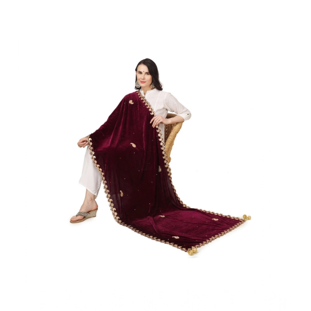 Vaystra Velvet Gotta Patti Dupatta – Purple