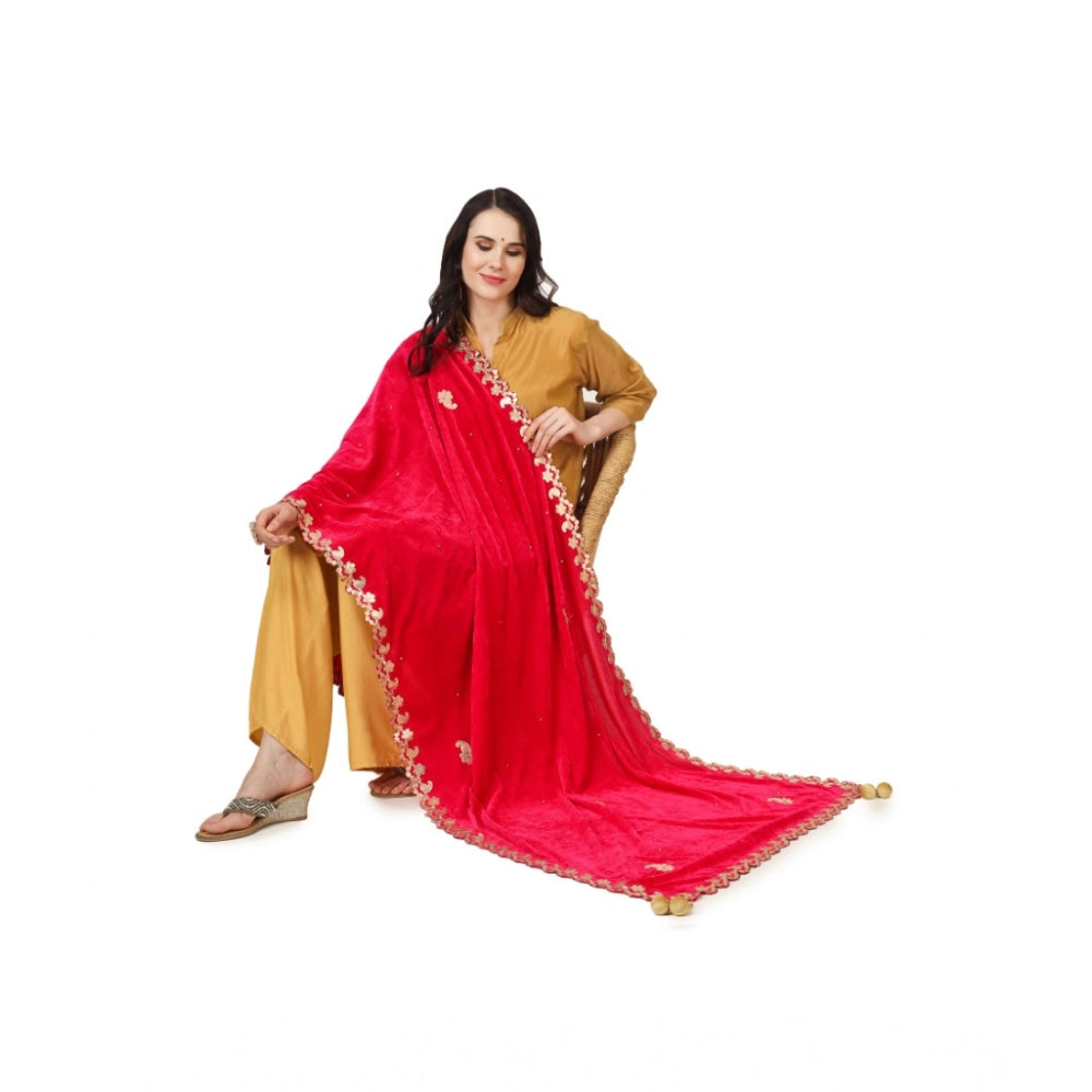 Vaystra Velvet Gotta Patti Dupatta – Pink