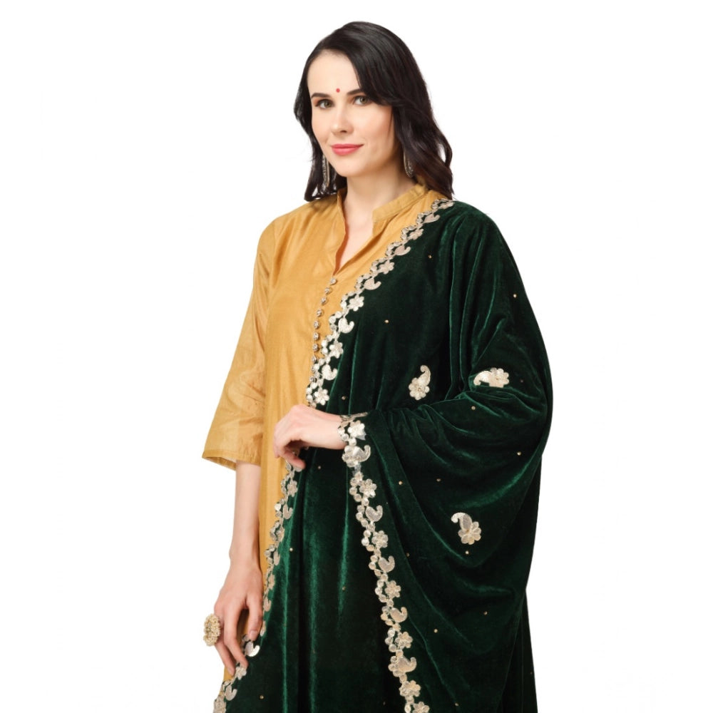 Vaystra Velvet Gotta Patti Dupatta – Green