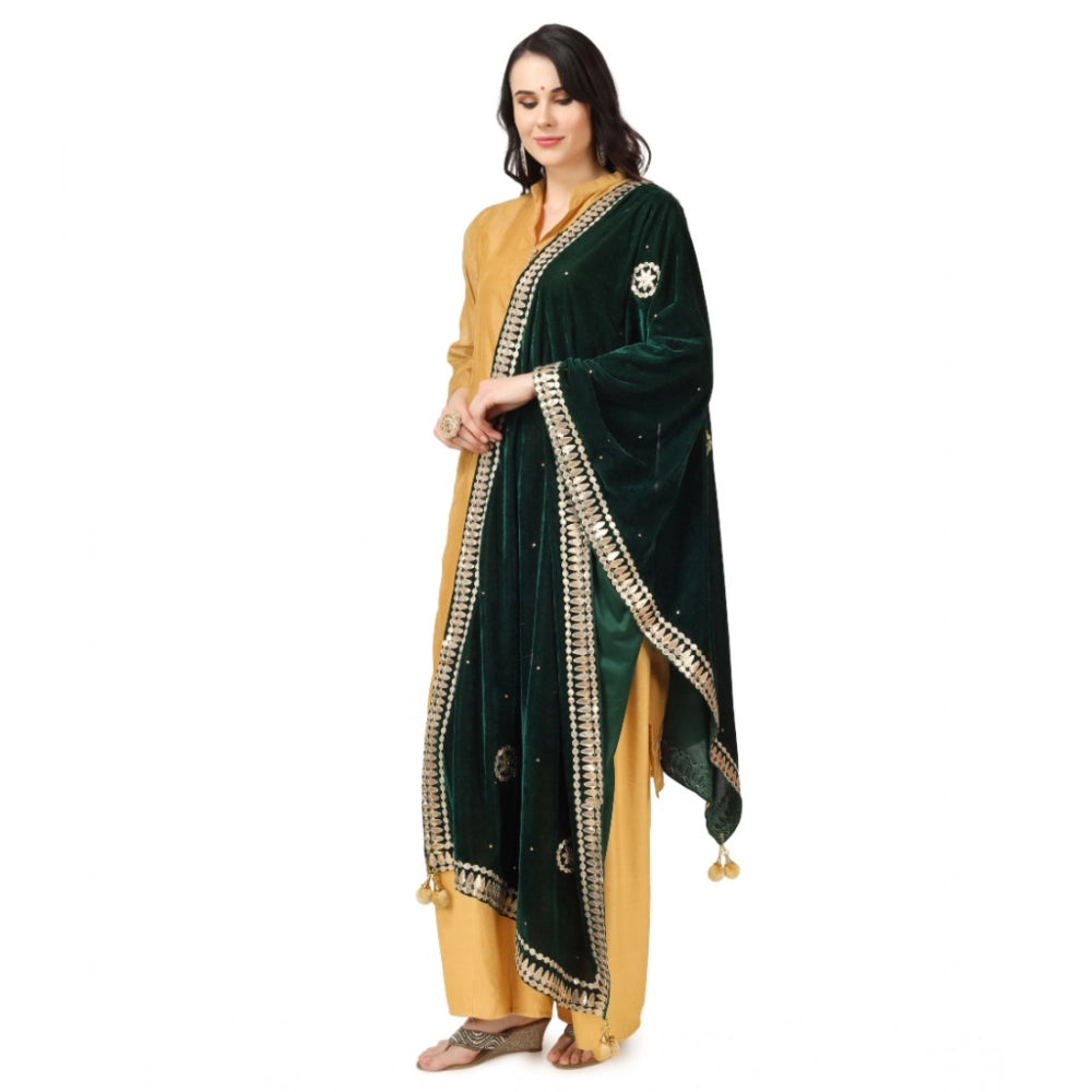 Vaystra Velvet Gotta Patti Dupatta – Green