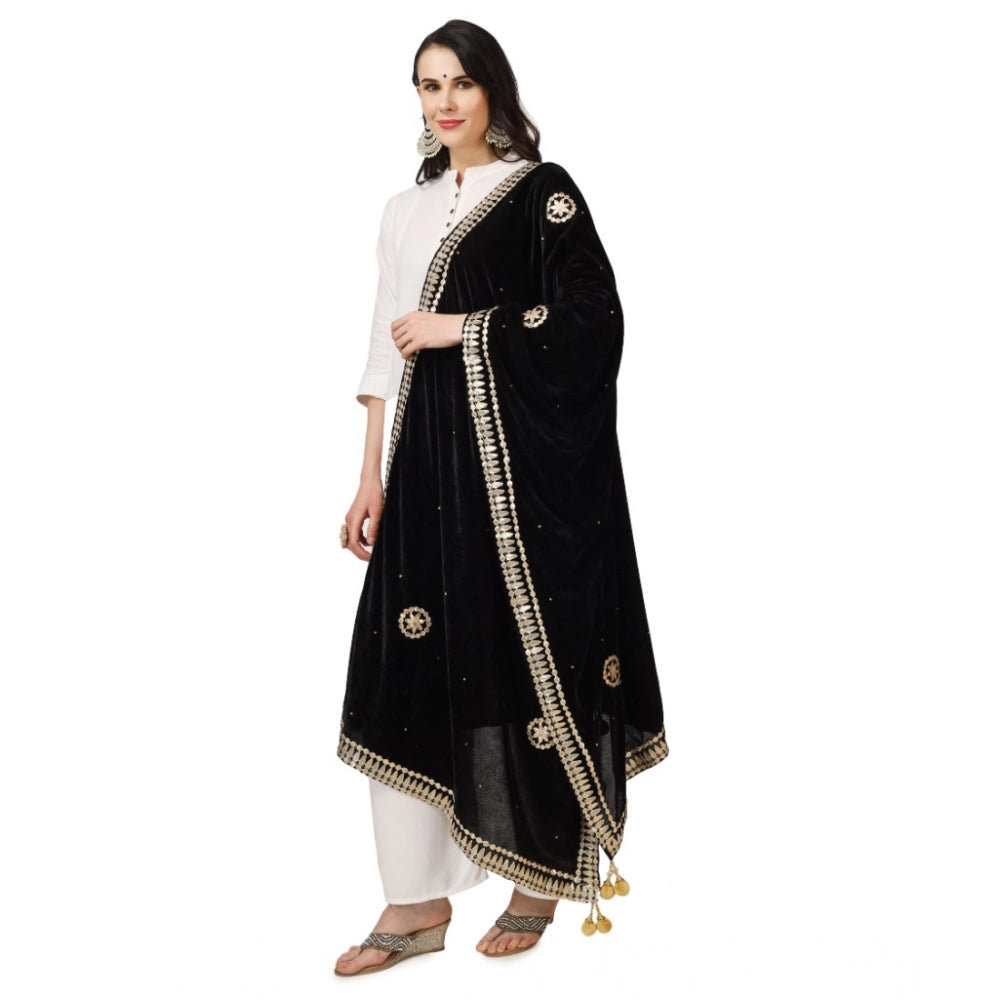 Vaystra Velvet Gotta Patti Dupatta – Black