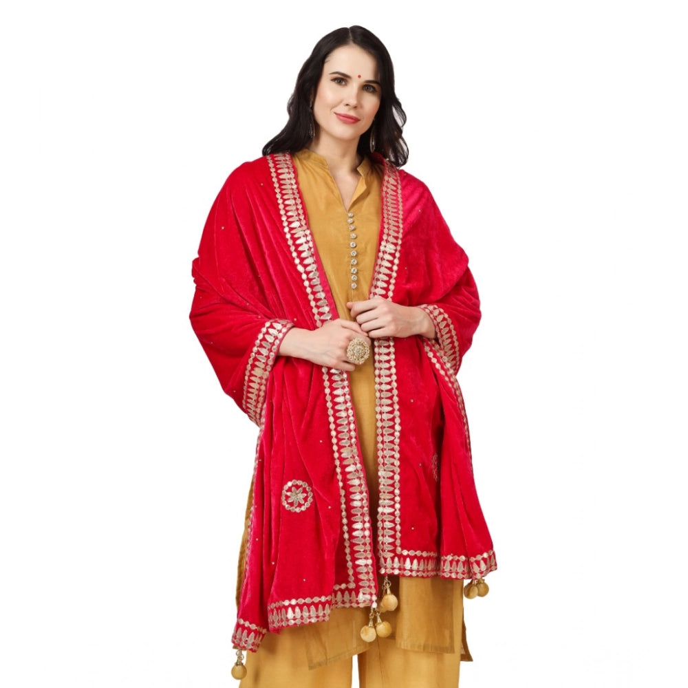 Vaystra Velvet Gotta Patti Dupatta – Pink