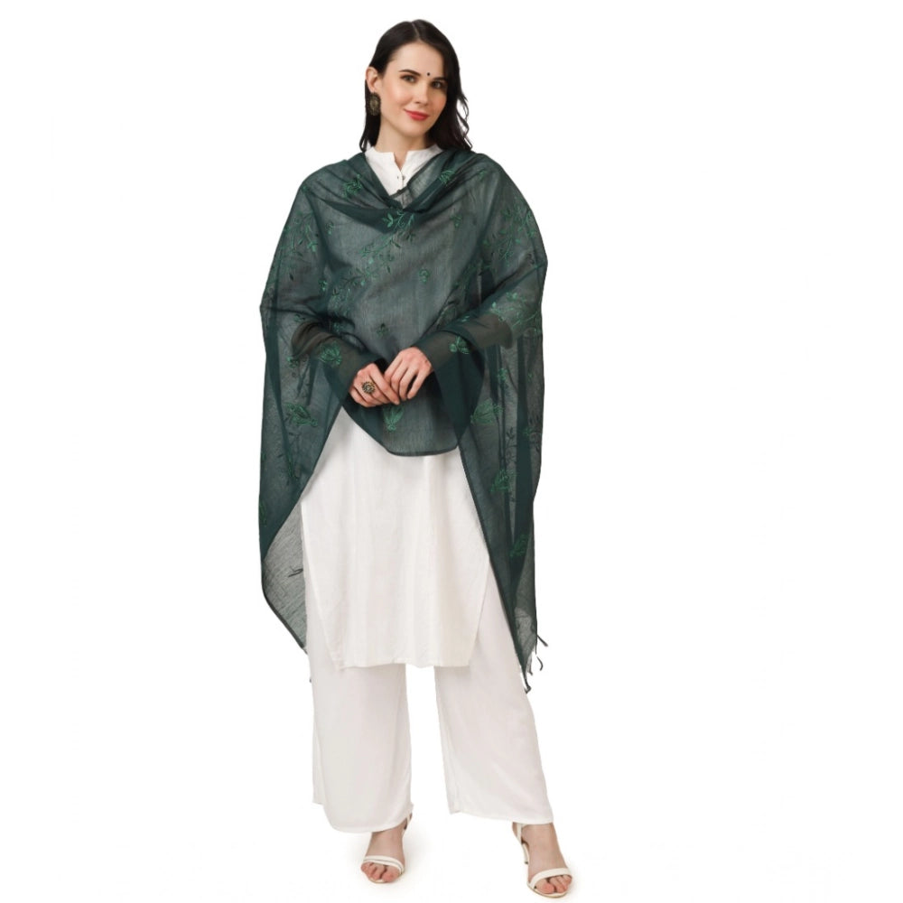 Vaystra Cotton Embroidered Dupatta – Green