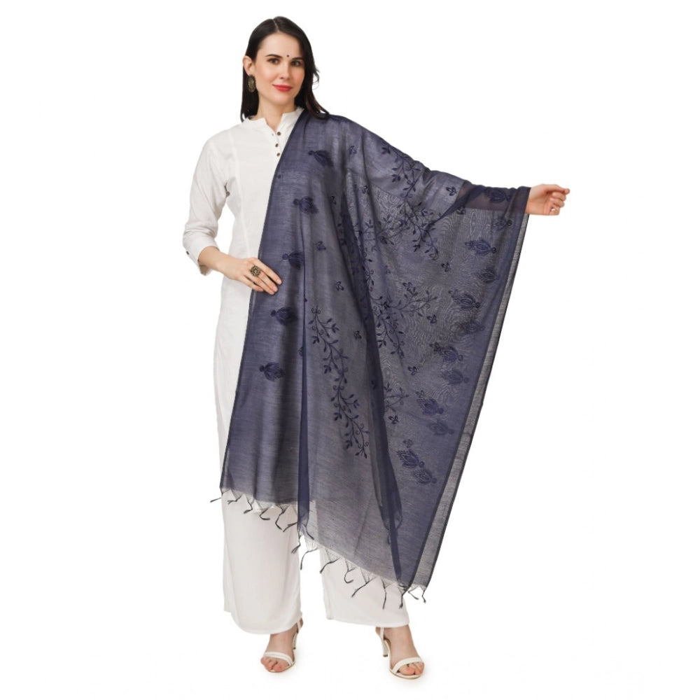 Vaystra Cotton Embroidered Dupatta – Dark Blue