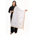 Vaystra Velvet Gotta Patti Dupatta – White