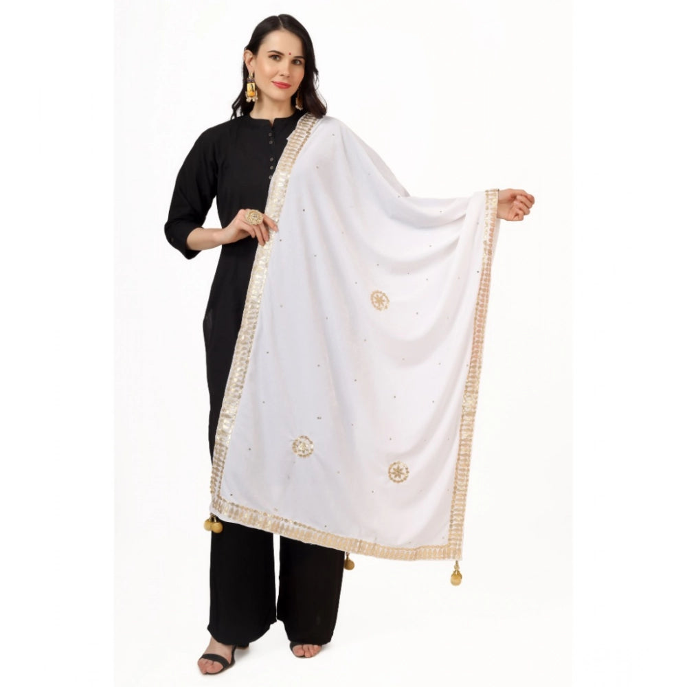 Vaystra Velvet Gotta Patti Dupatta – White