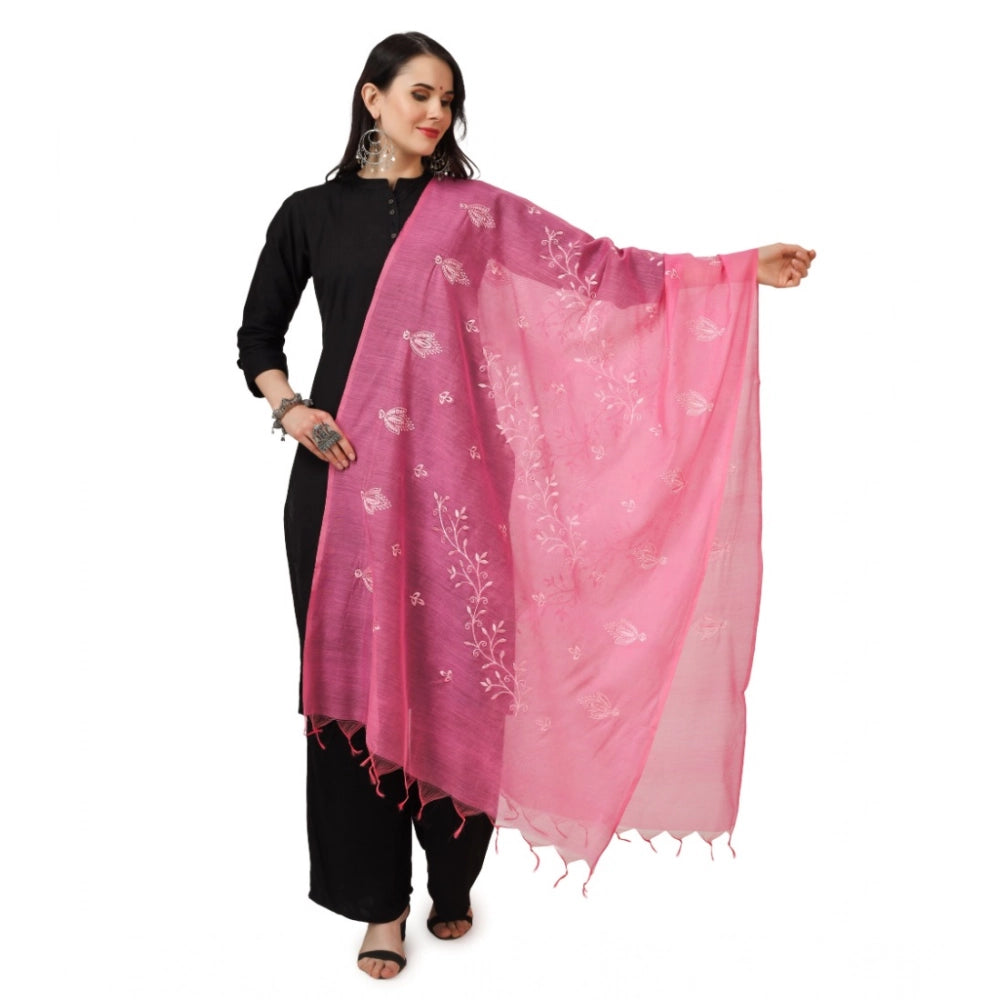 Vaystra Cotton Embroidered Dupatta – Pink