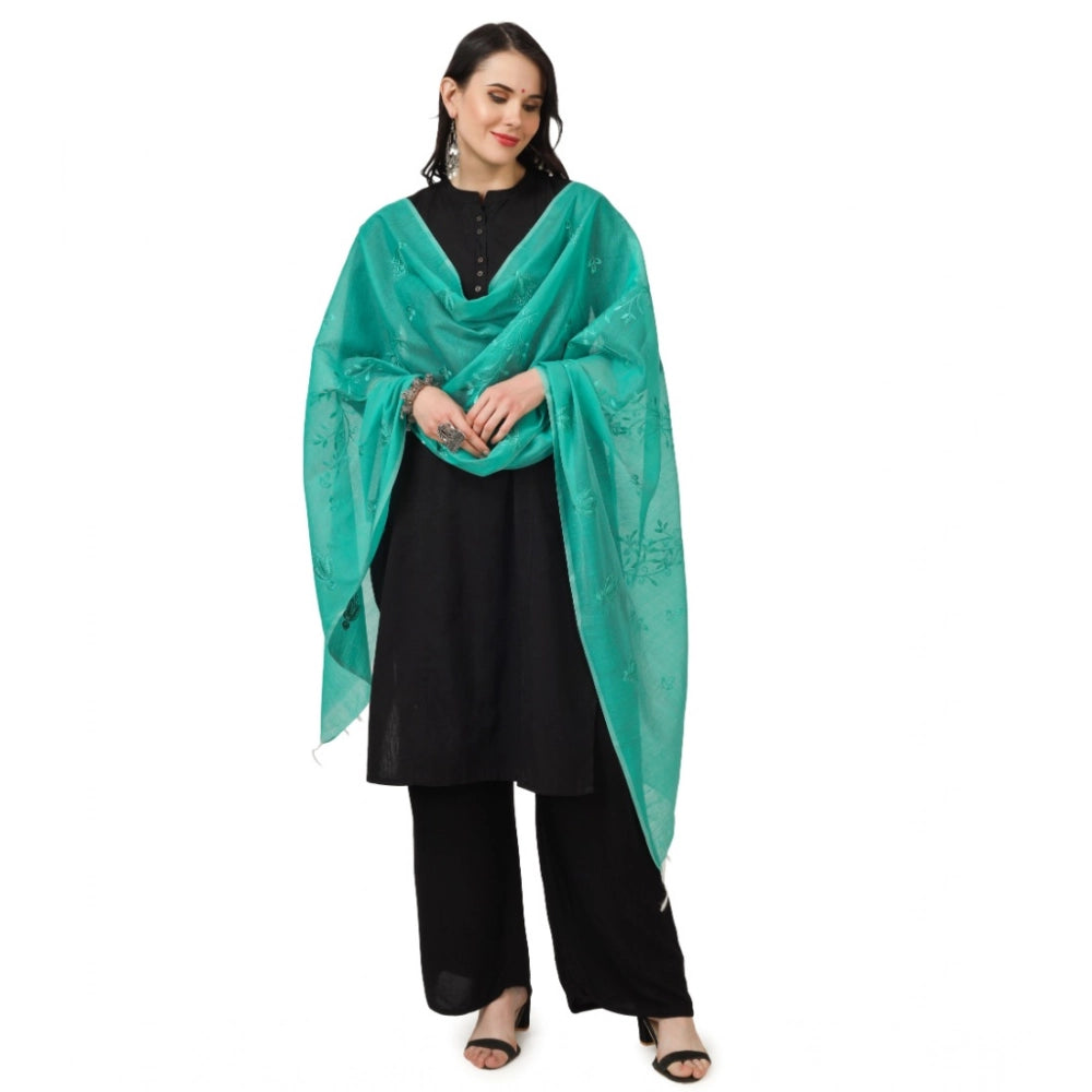 Vaystra Cotton Embroidered Dupatta – Turquoise