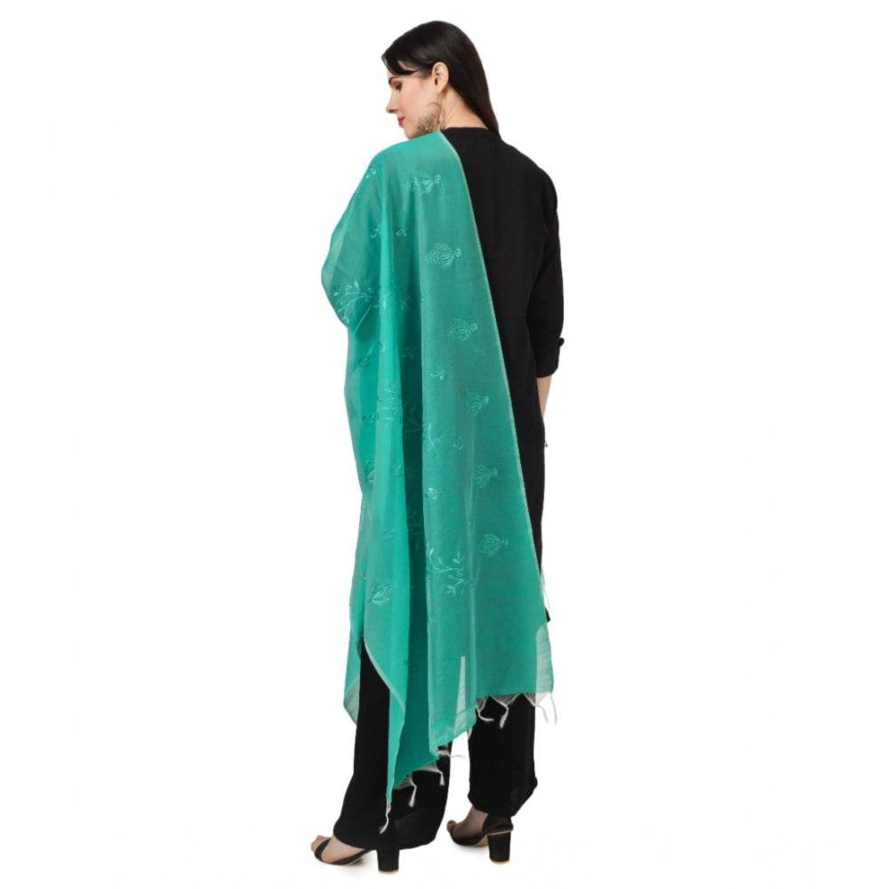 Vaystra Cotton Embroidered Dupatta – Turquoise