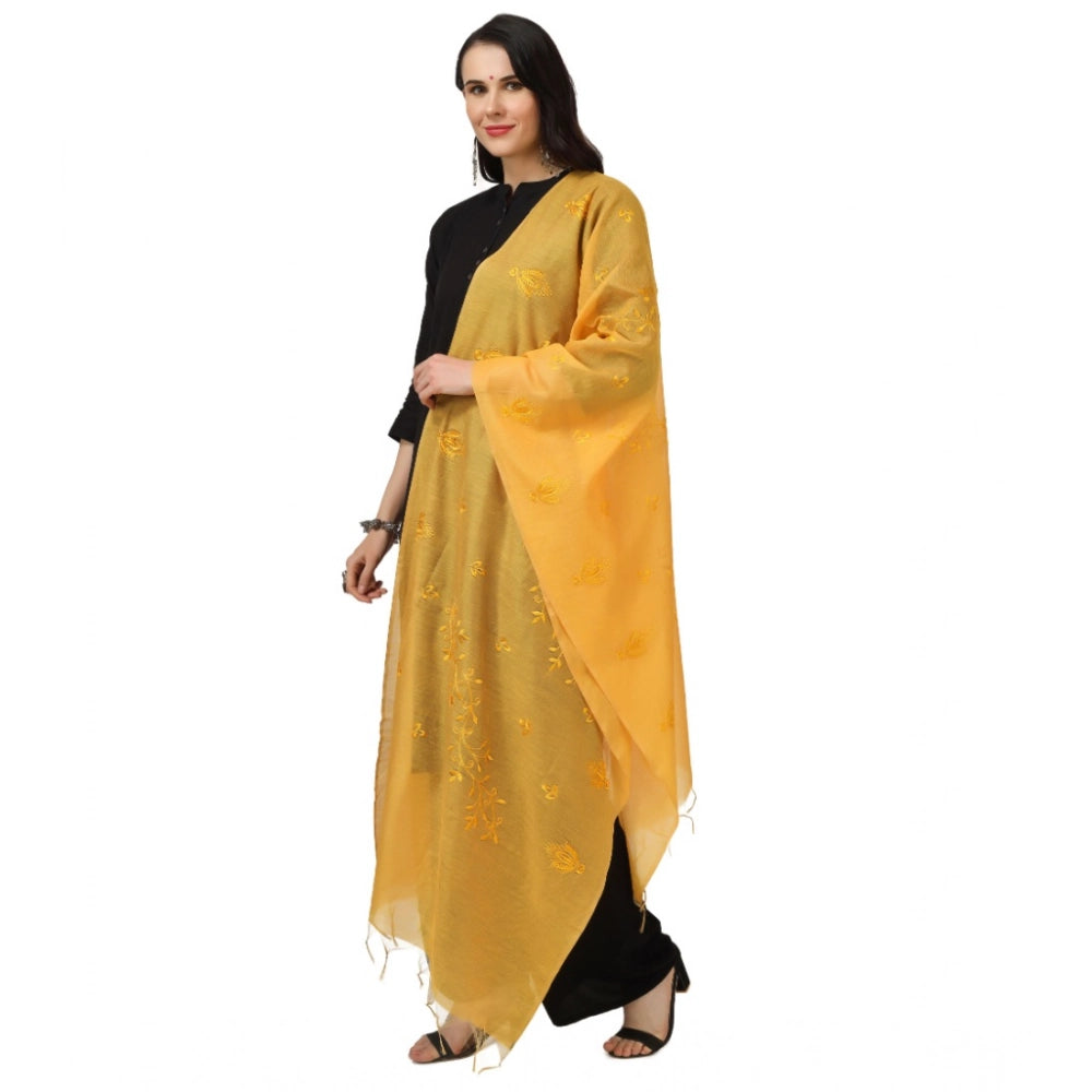 Vaystra Cotton Embroidered Dupatta – Yellow