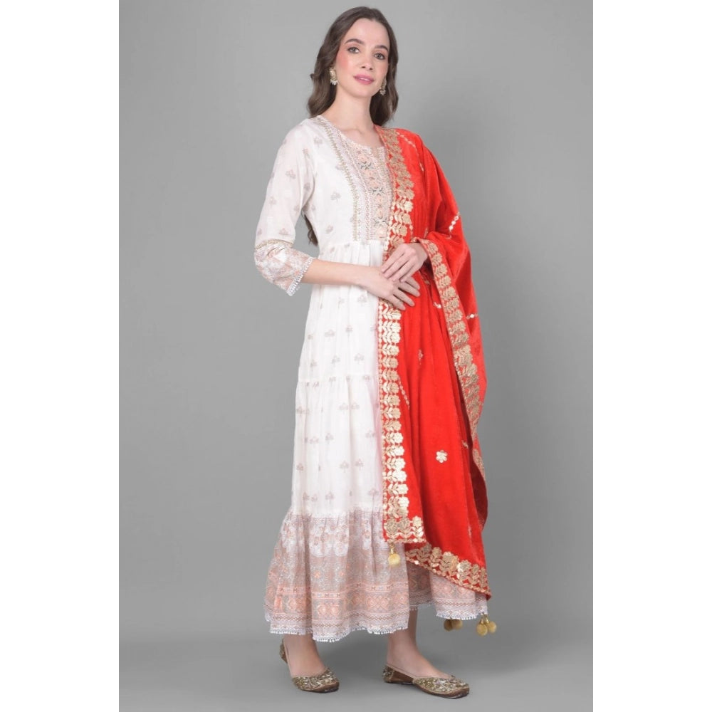 Vaystra Velvet Gotta Patti Dupatta – Red