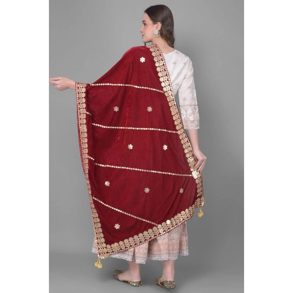 Vaystra Velvet Gotta Patti Dupatta – Maroon