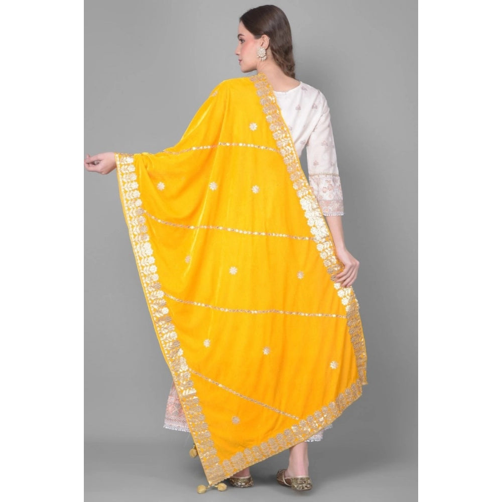 Vaystra Velvet Gotta Patti Dupatta – Yellow