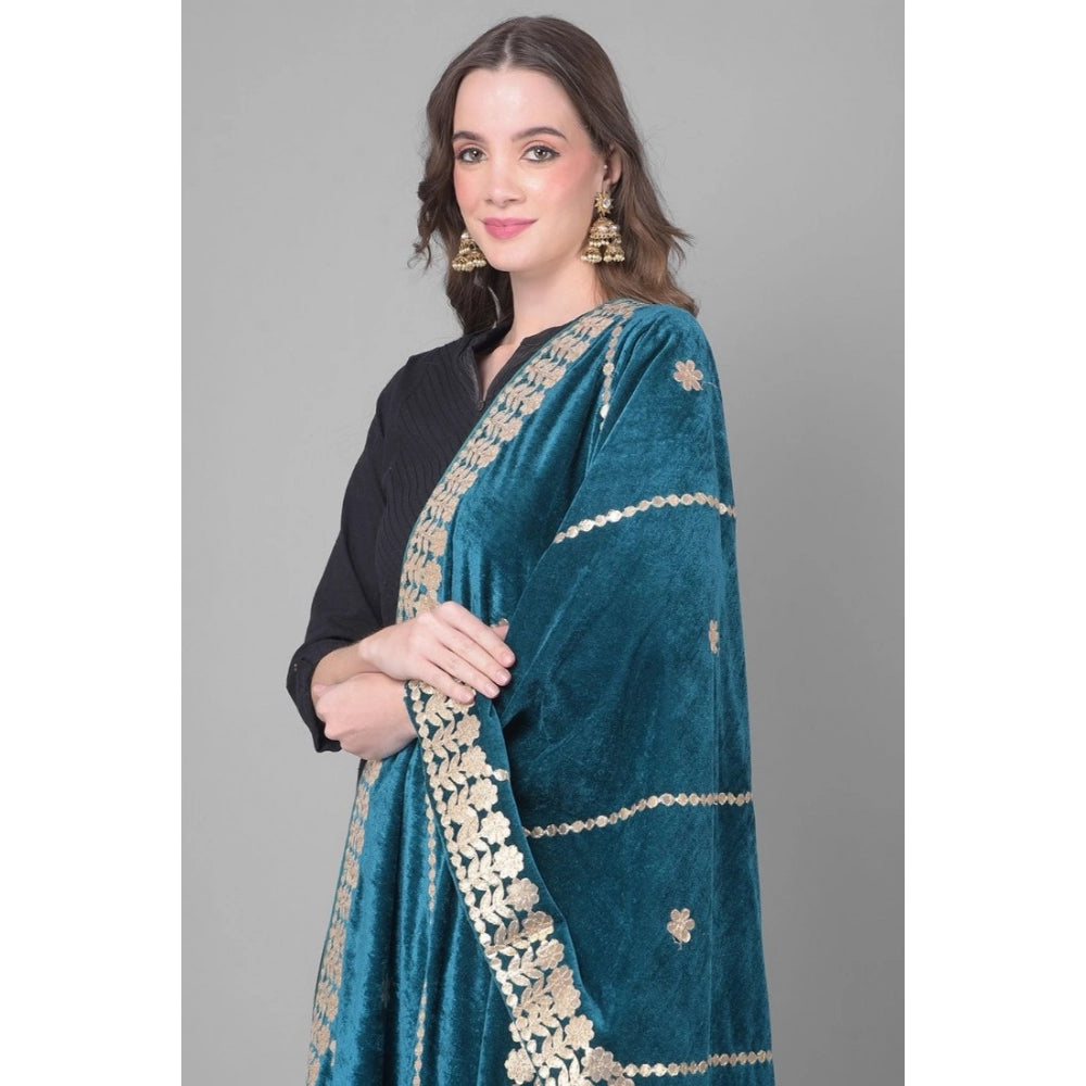 Vaystra Velvet Gotta Patti Dupatta – Teal