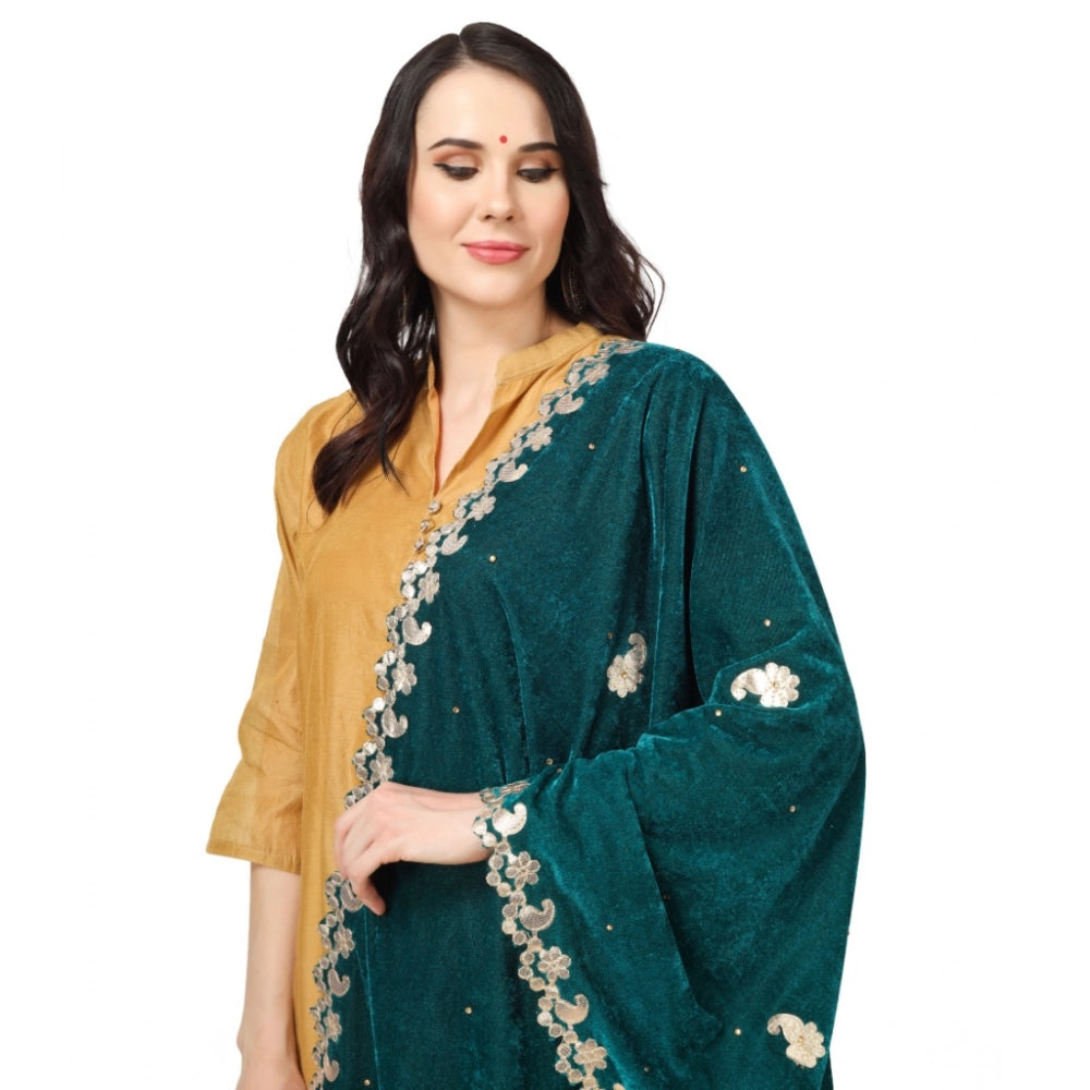 Vaystra Velvet Gotta Patti Dupatta – Dark Green