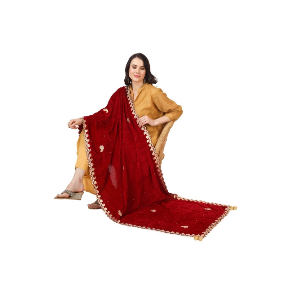 Vaystra Velvet Gotta Patti Dupatta – Maroon