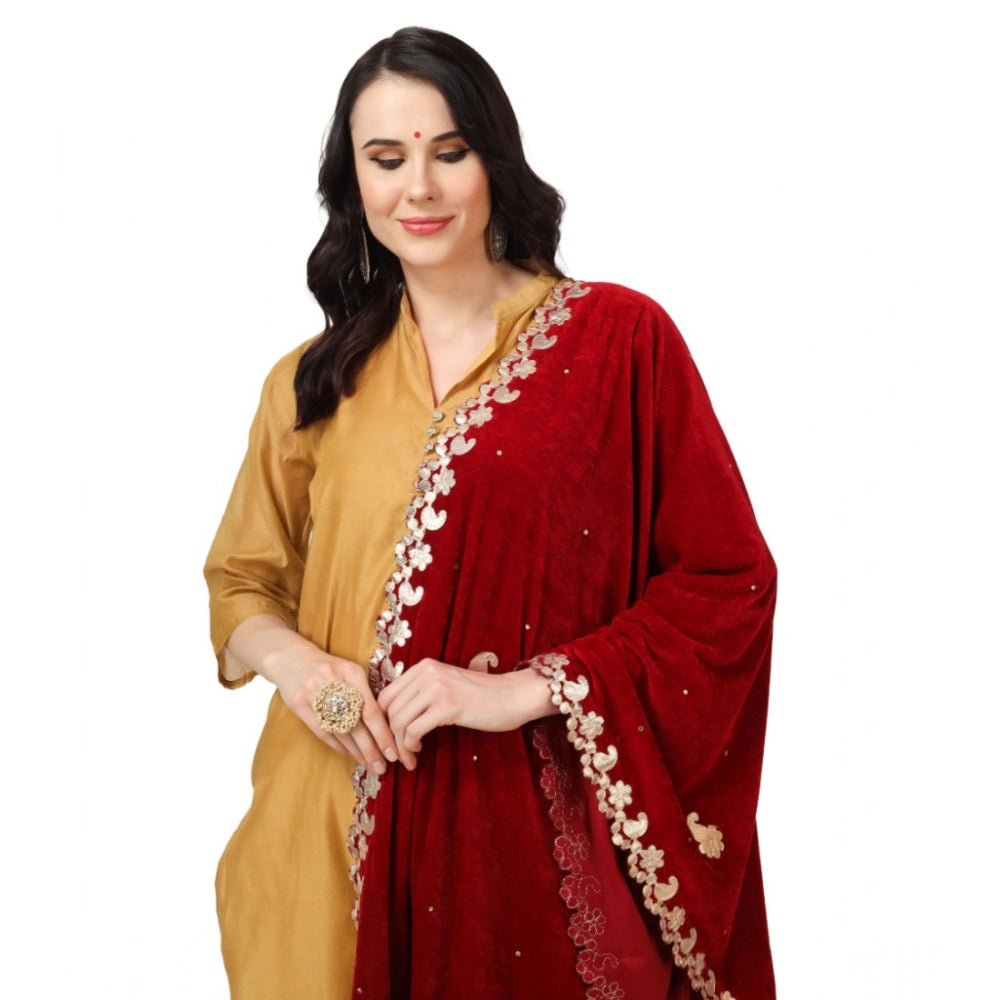Vaystra Velvet Gotta Patti Dupatta – Maroon