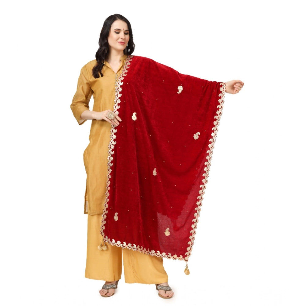 Vaystra Velvet Gotta Patti Dupatta – Maroon