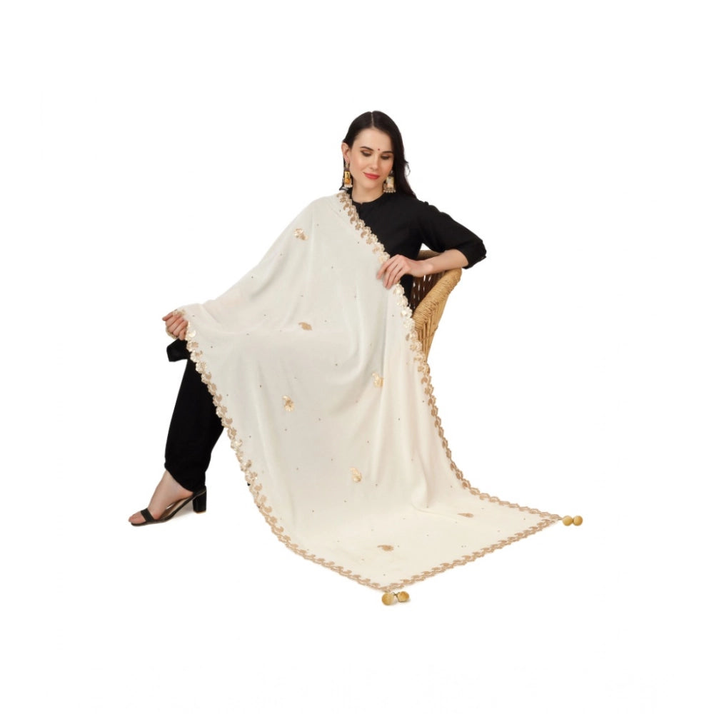 Vaystra Velvet Gotta Patti Dupatta – Off White