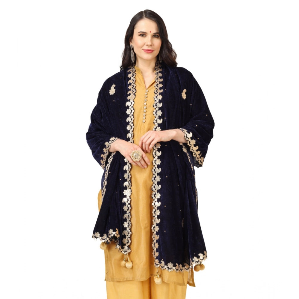 Vaystra Velvet Gotta Patti Dupatta – Blue