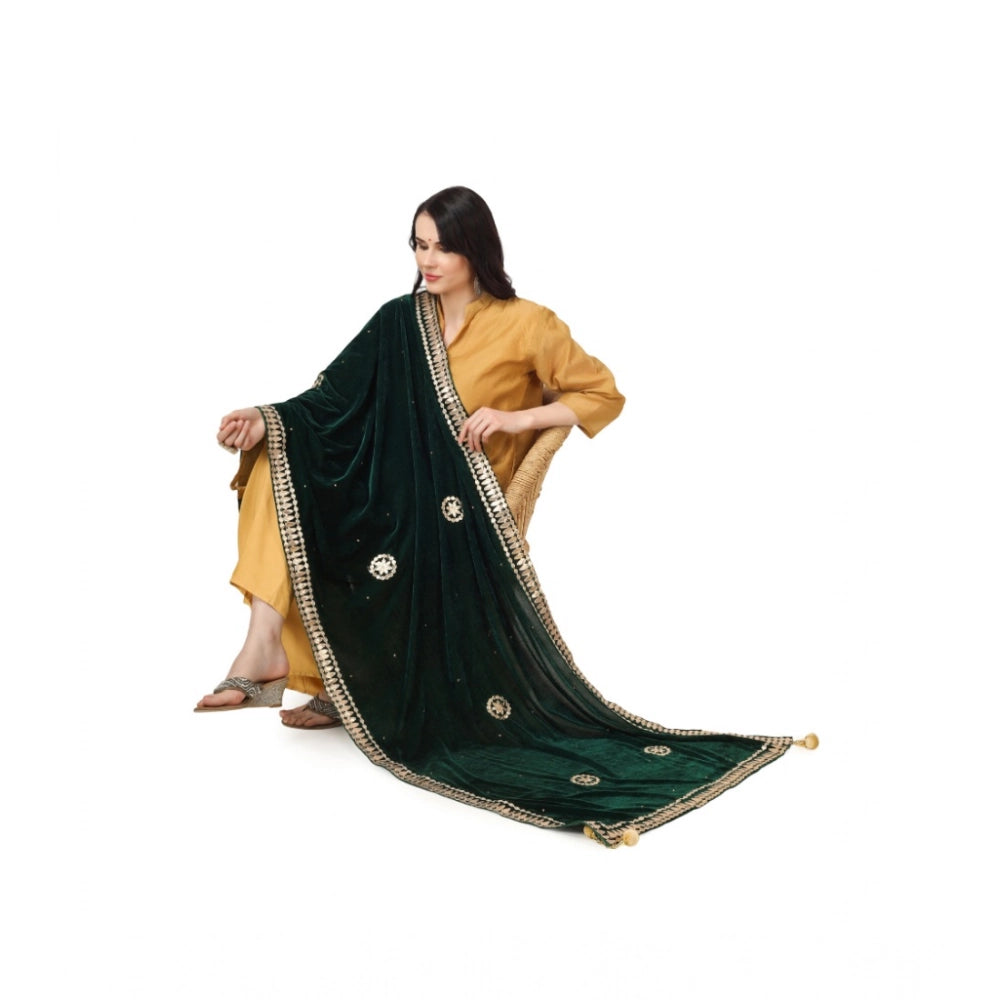Vaystra Velvet Gotta Patti Dupatta – Green