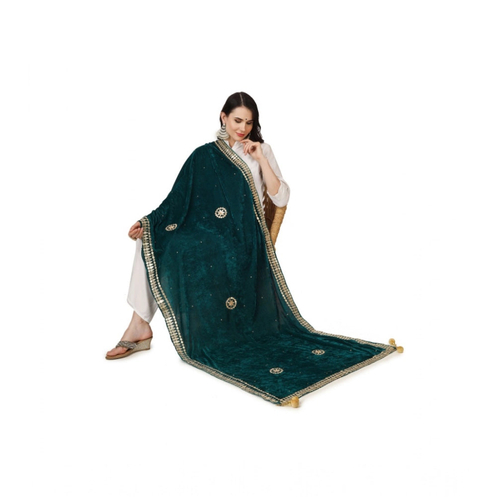 Vaystra Velvet Gotta Patti Dupatta – Dark Green
