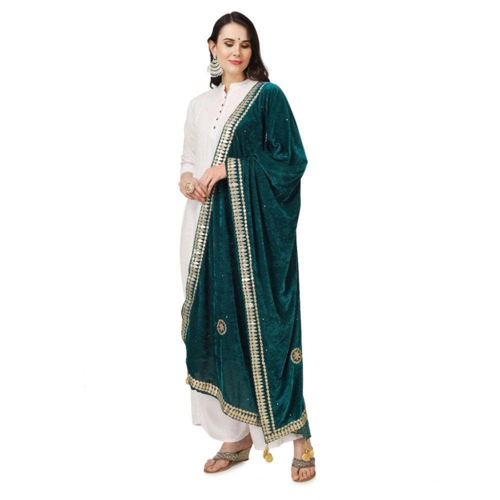 Vaystra Velvet Gotta Patti Dupatta – Dark Green