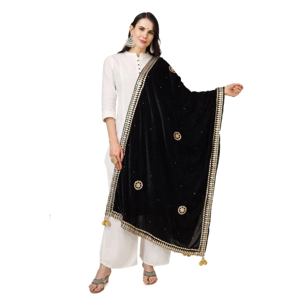 Vaystra Velvet Gotta Patti Dupatta – Black