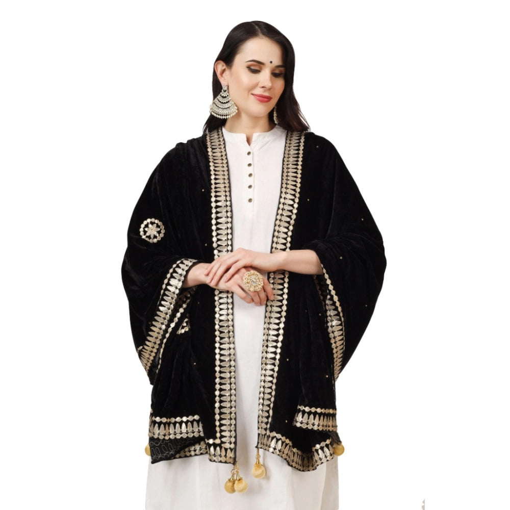 Vaystra Velvet Gotta Patti Dupatta – Black