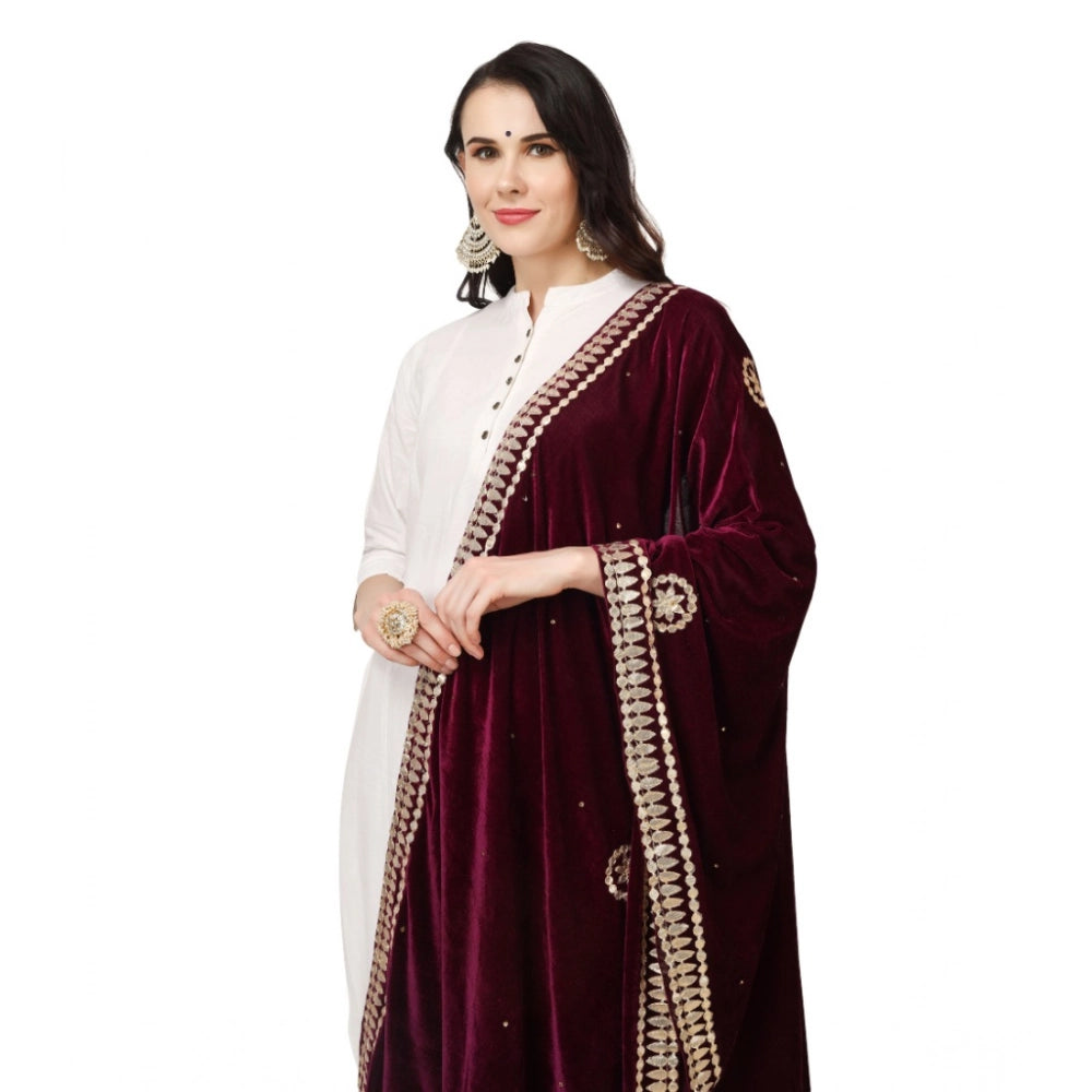Vaystra Velvet Gotta Patti Dupatta – Purple