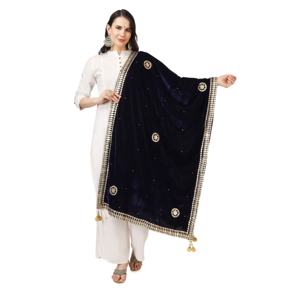 Vaystra Velvet Gotta Patti Dupatta – Blue