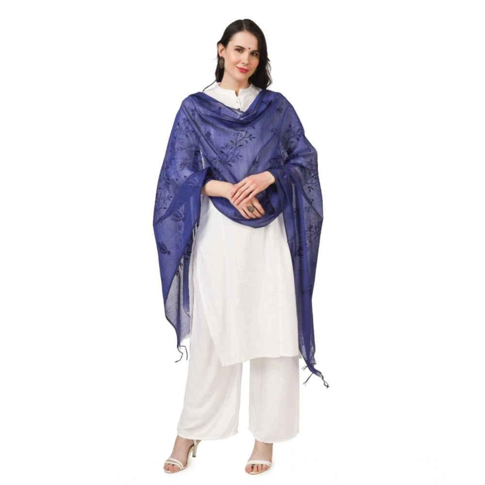 Vaystra Cotton Embroidered Dupatta – Blue