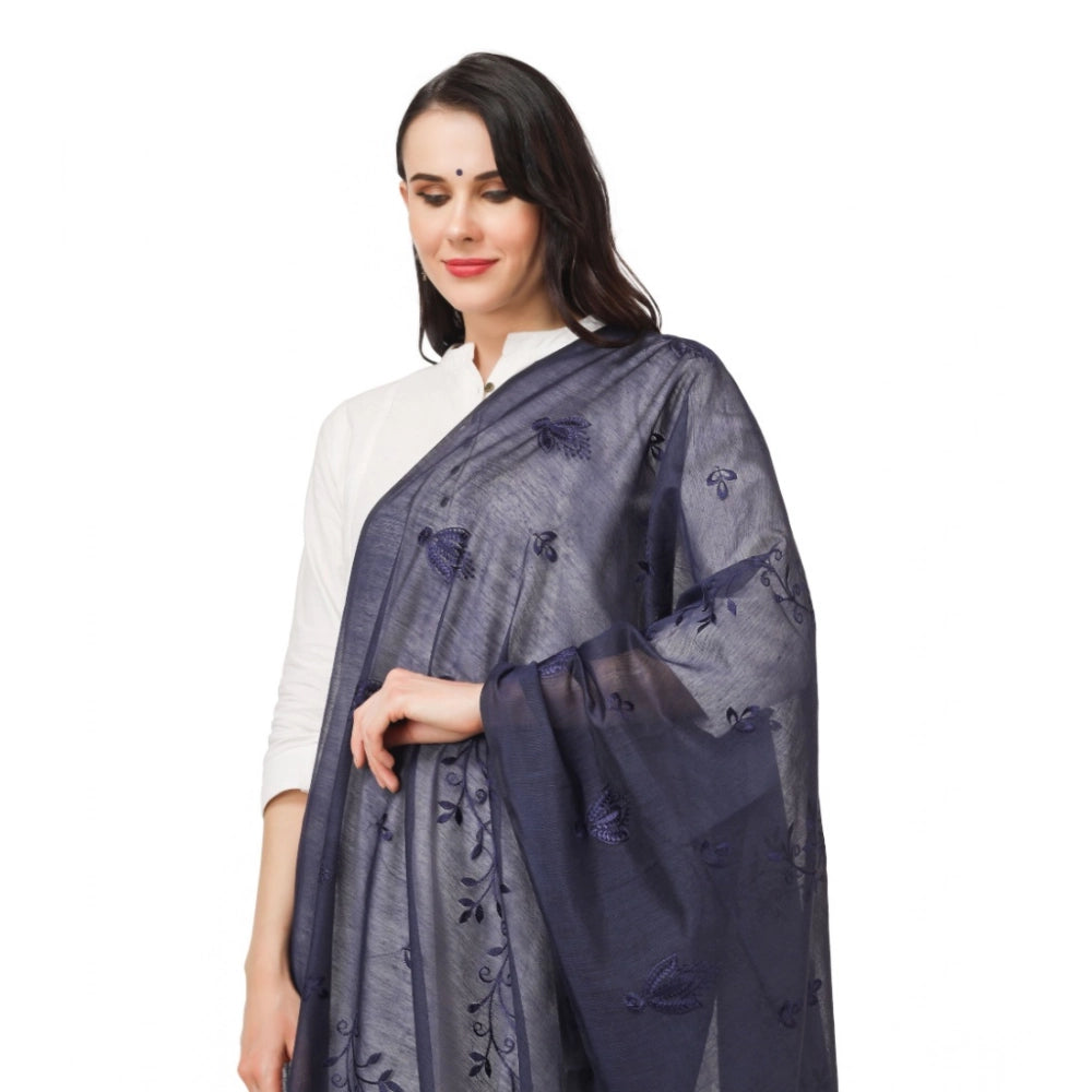 Vaystra Cotton Embroidered Dupatta – Dark Blue