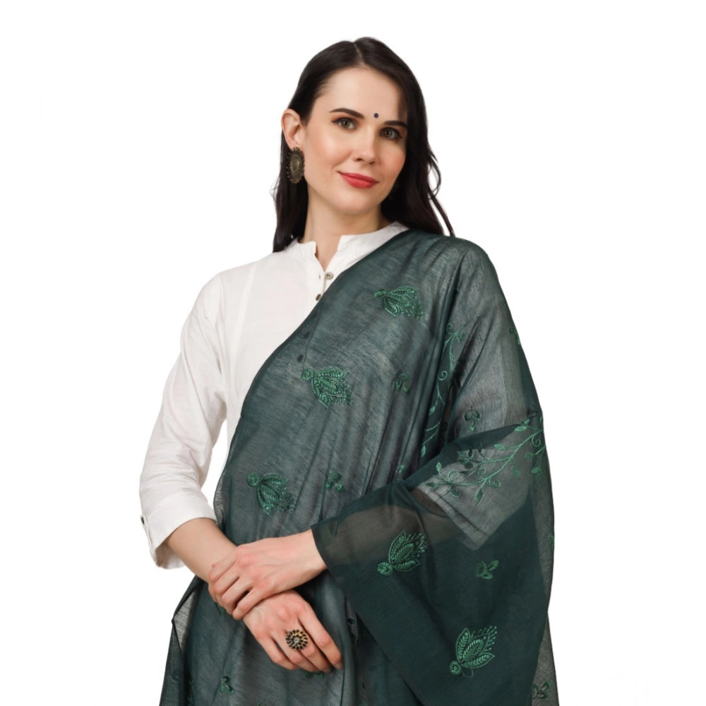 Vaystra Cotton Embroidered Dupatta – Green