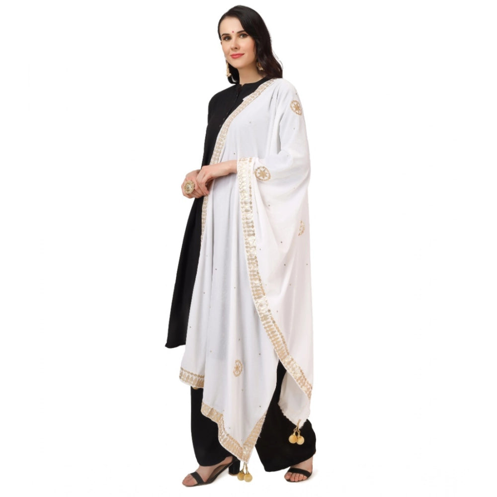 Vaystra Velvet Gotta Patti Dupatta – White