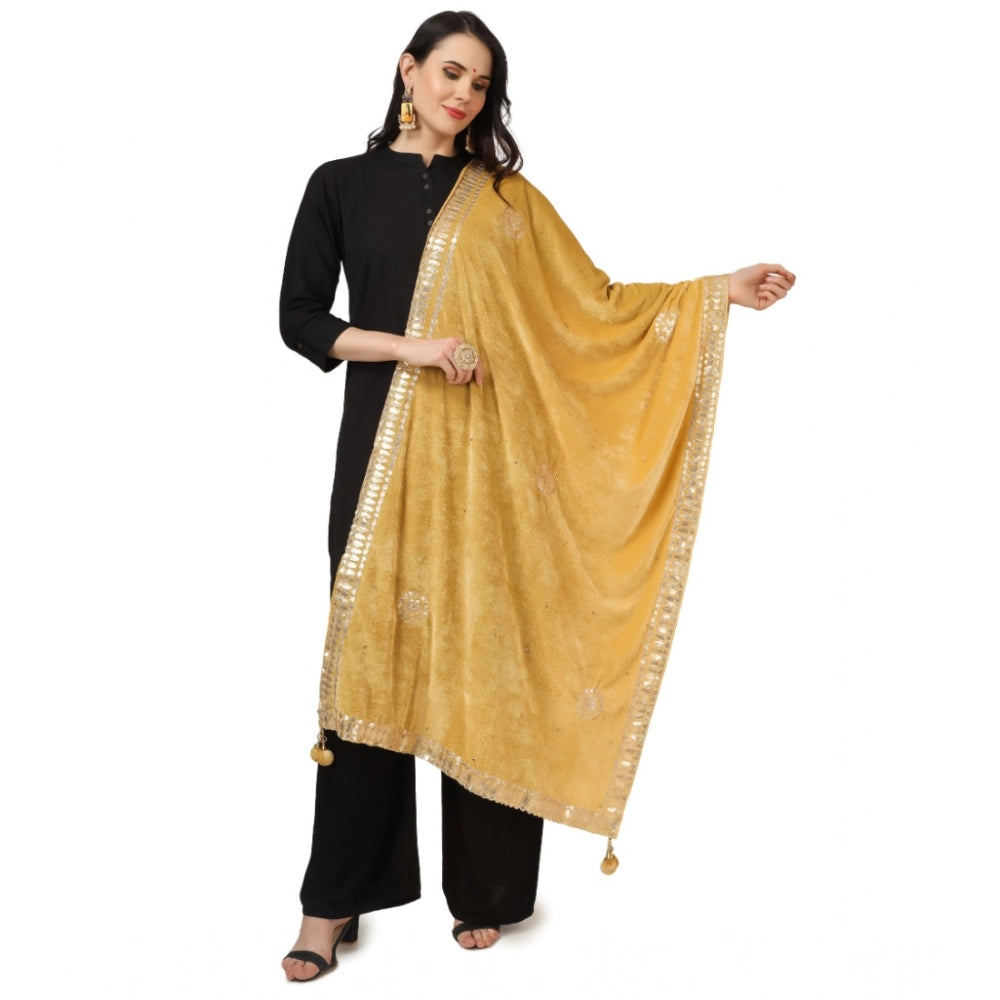 Vaystra Velvet Gotta Patti Dupatta – Yellow