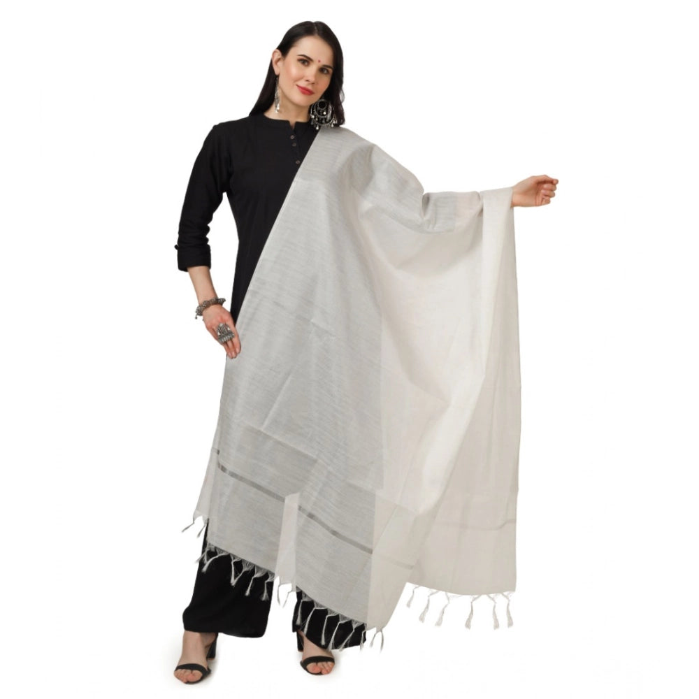 Vaystra Chanderi Solid Dupatta – White