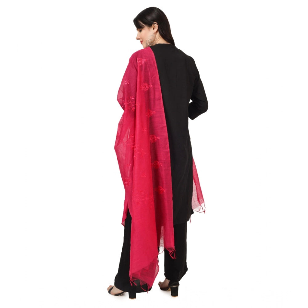 Vaystra Cotton Embroidered Dupatta – Maroon
