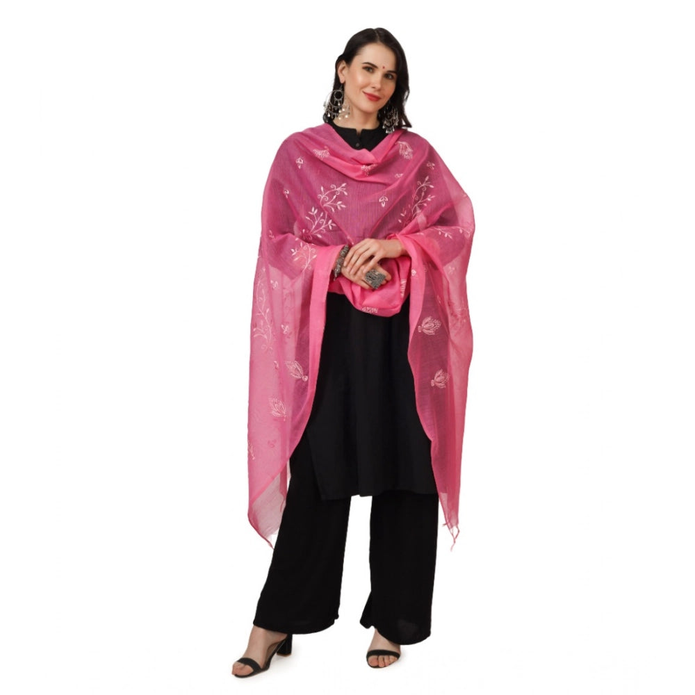 Vaystra Cotton Embroidered Dupatta – Pink