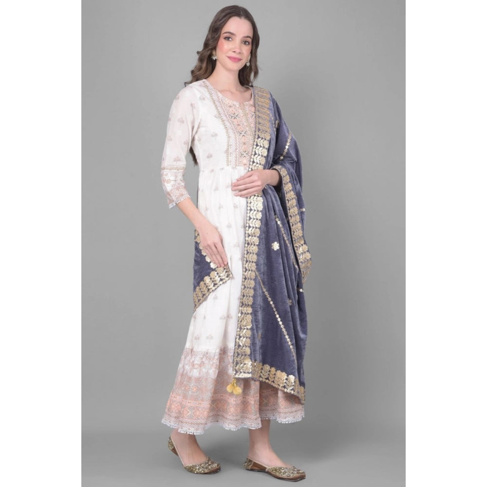 Vaystra Velvet Gotta Patti Dupatta – Grey