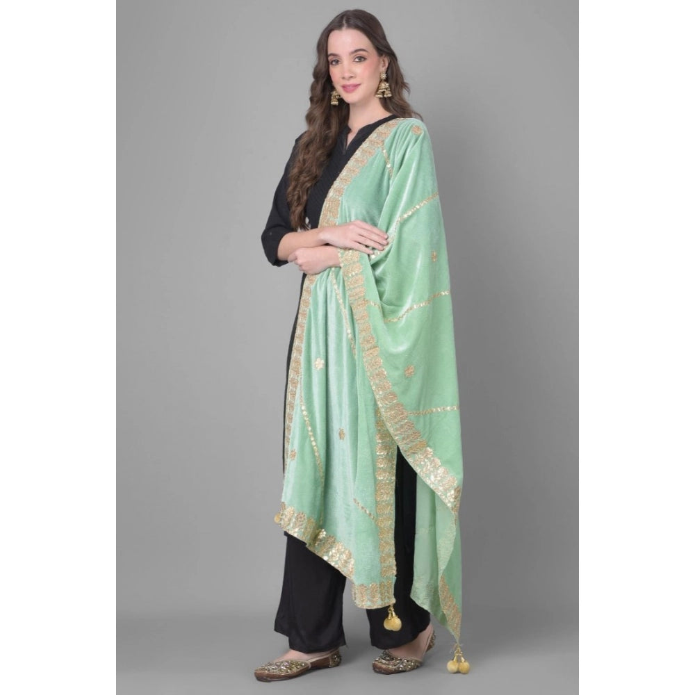 Vaystra Velvet Gotta Patti Dupatta – Sea Green
