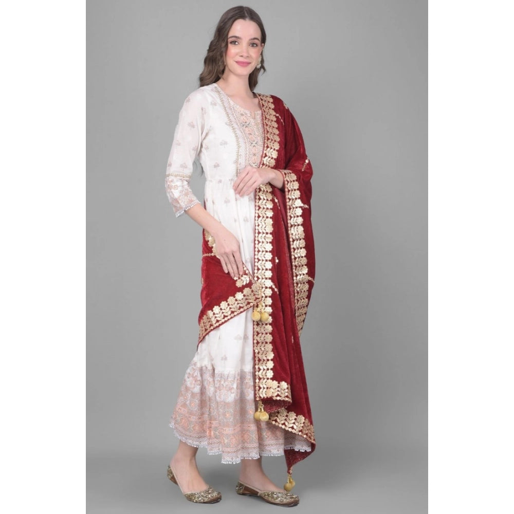 Vaystra Velvet Gotta Patti Dupatta – Maroon