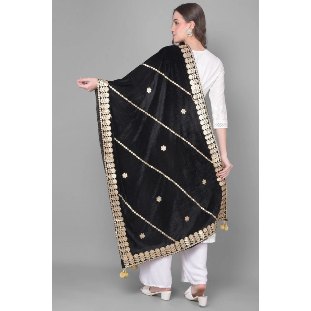 Vaystra Velvet Gotta Patti Dupatta – Black